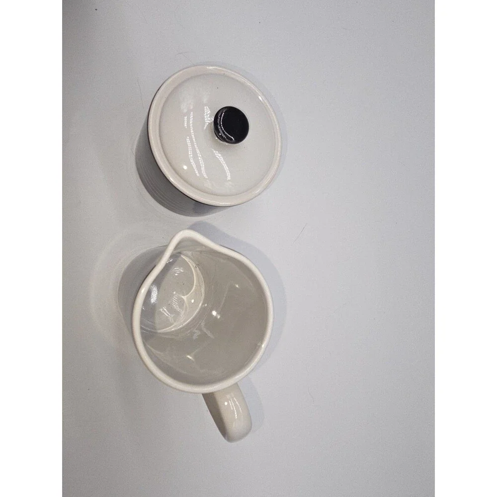 Lot of 2 Nautica Sloane Square Creamer  Sugar Bowl Lid Set  Pattern Tableware